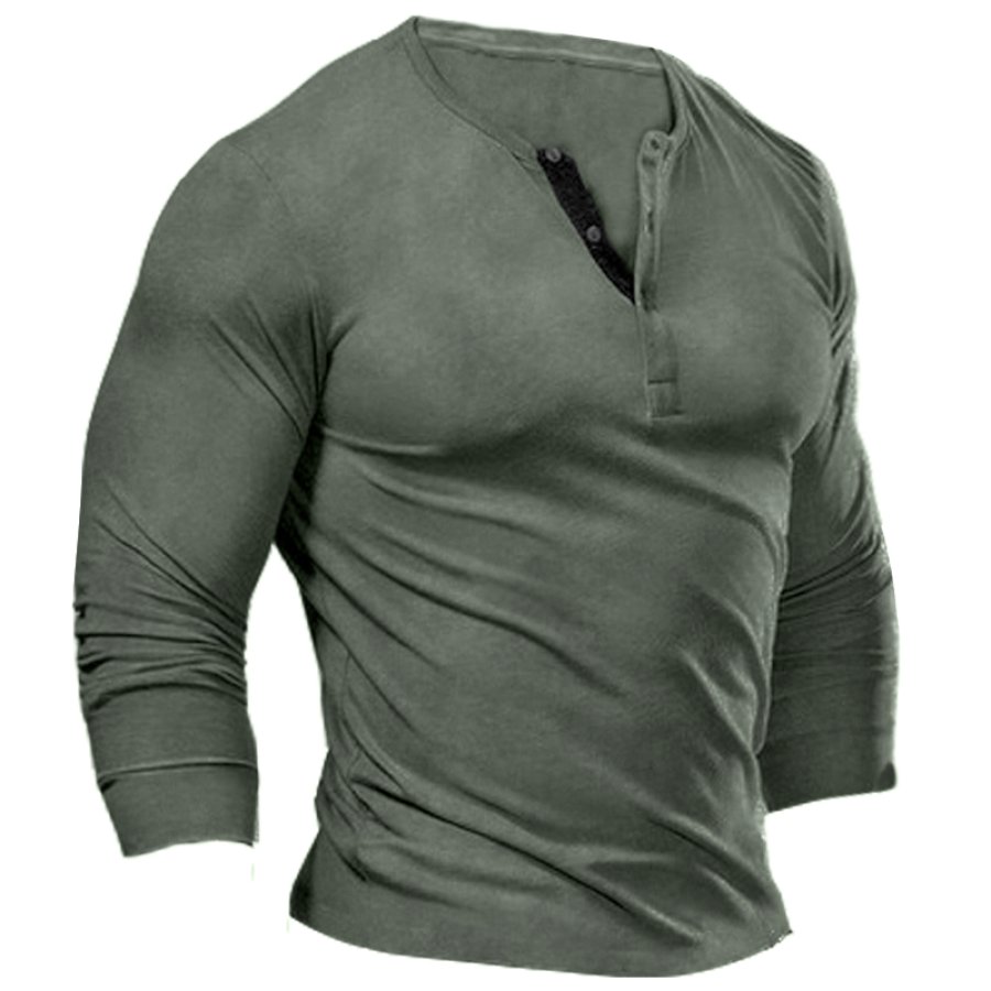 

Men's Vintage Henley Collar T-Shirt