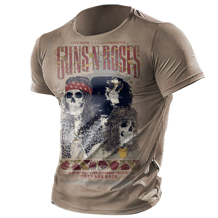 

Men's Vintage Heavy Metal Rock Print Cotton Tee