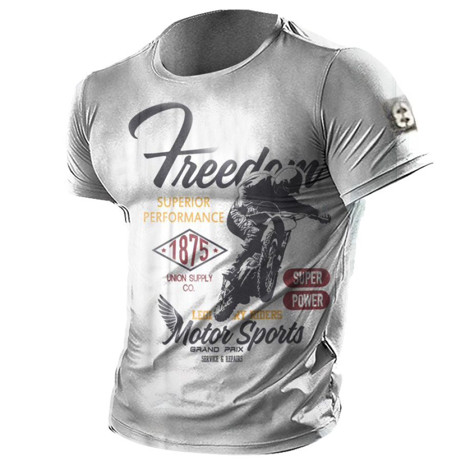 

Men's Vintage Motorcycle Print Cotton Tee