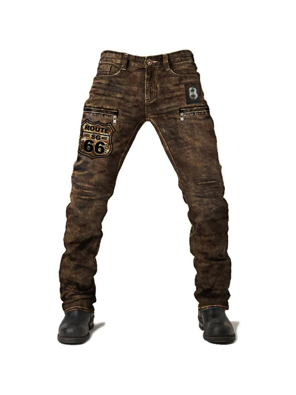 Men's Route 66 Retro Washed Tactical Denim Pants