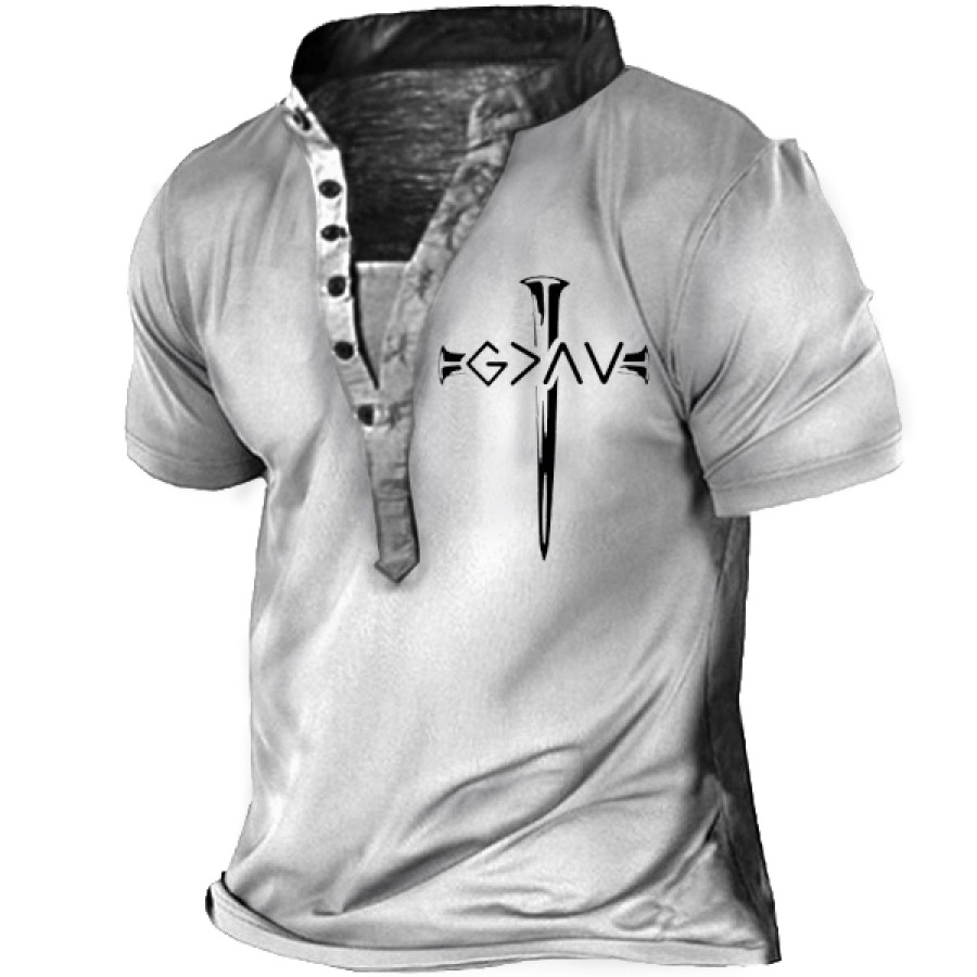 

Men God Is Greater Than Your Highs And Lows Henley T-Shirt