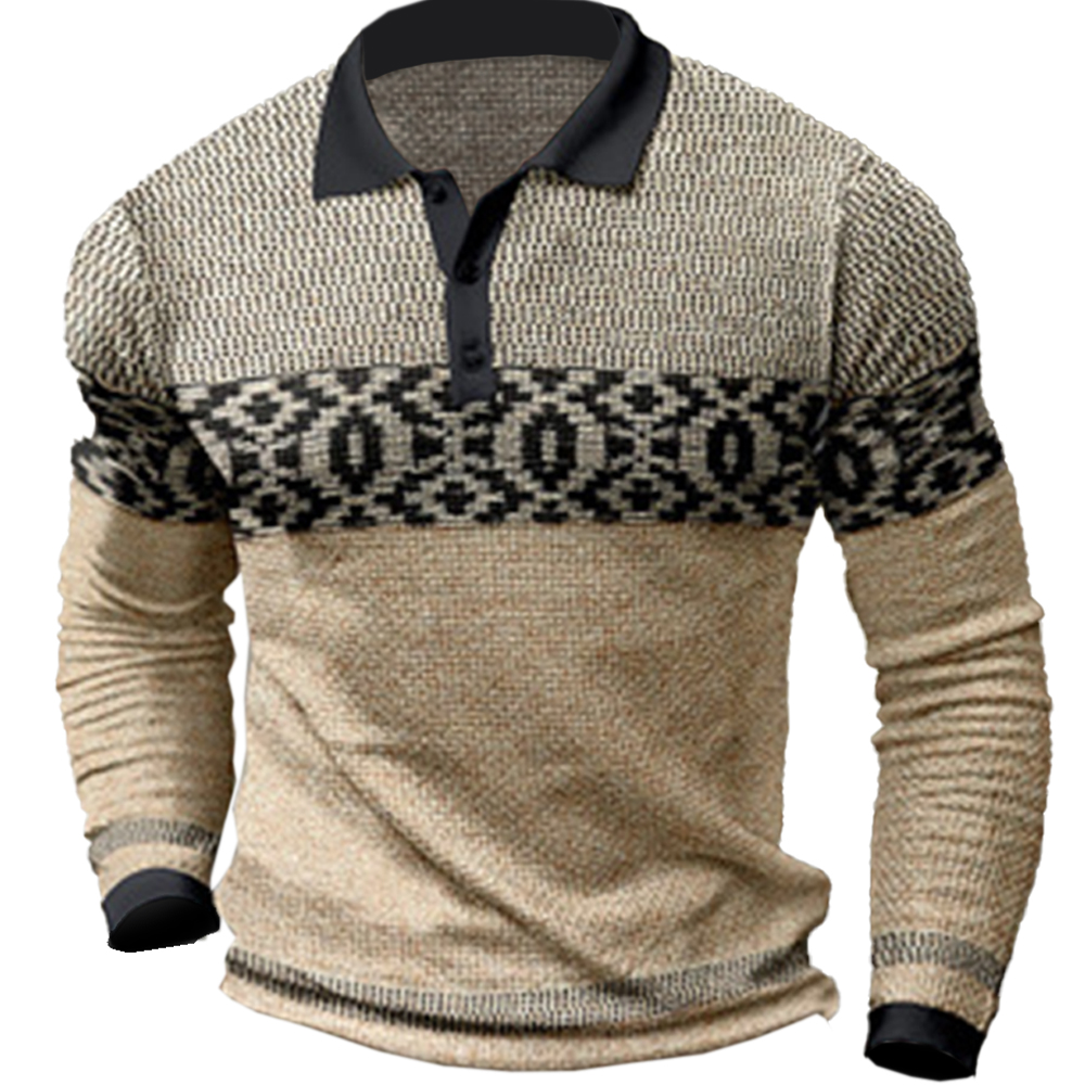 Men's Geometric 3d Printed Chic Casual Lapel Polo Shirt