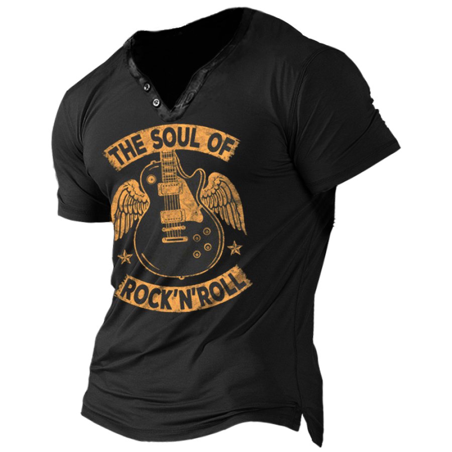 

Rock Never Will Die Men's Vintage Metal Rock V-Neck T-Shirt