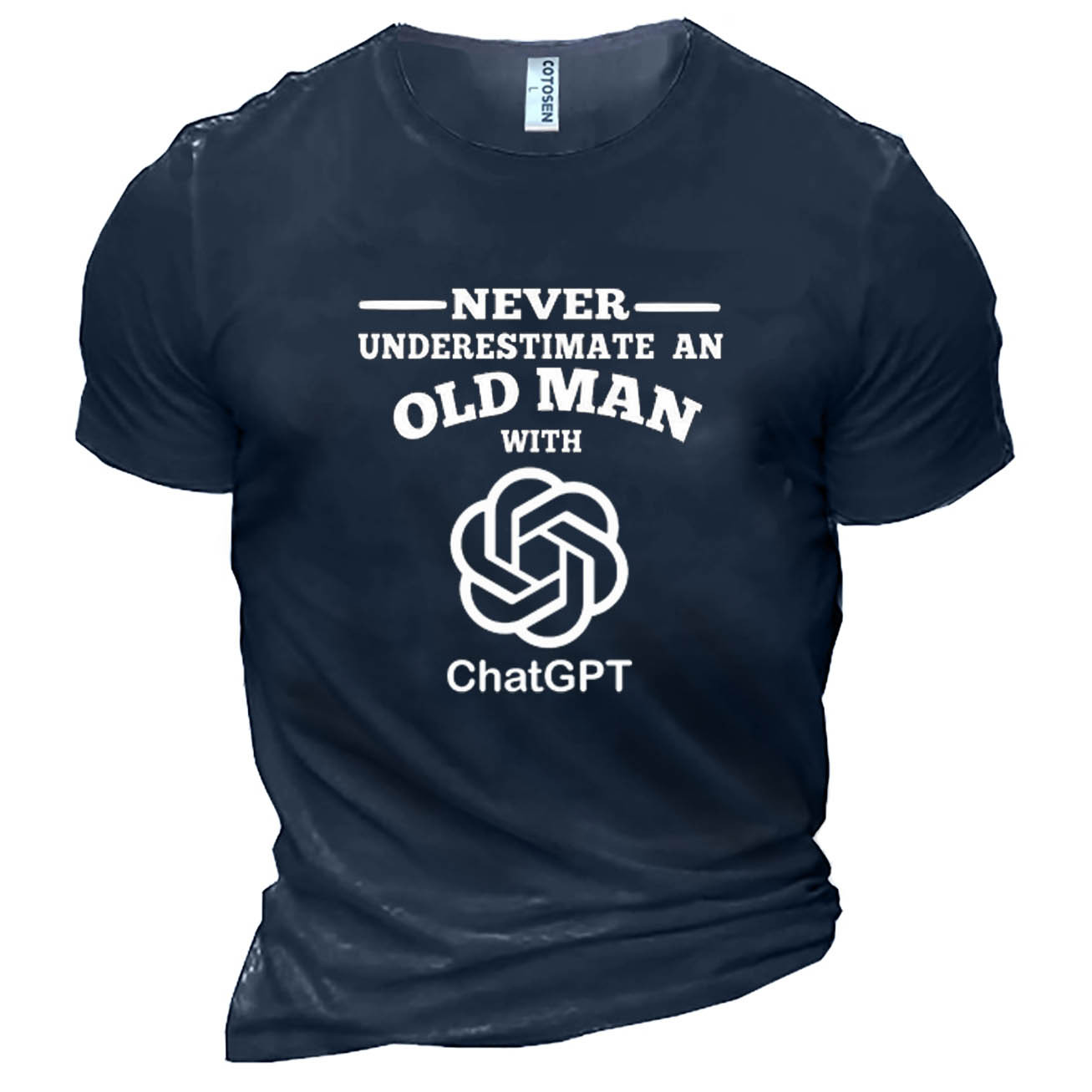 Men's Never Underestimate An Chic Old Man With Chatgpt Cotton T-shirt