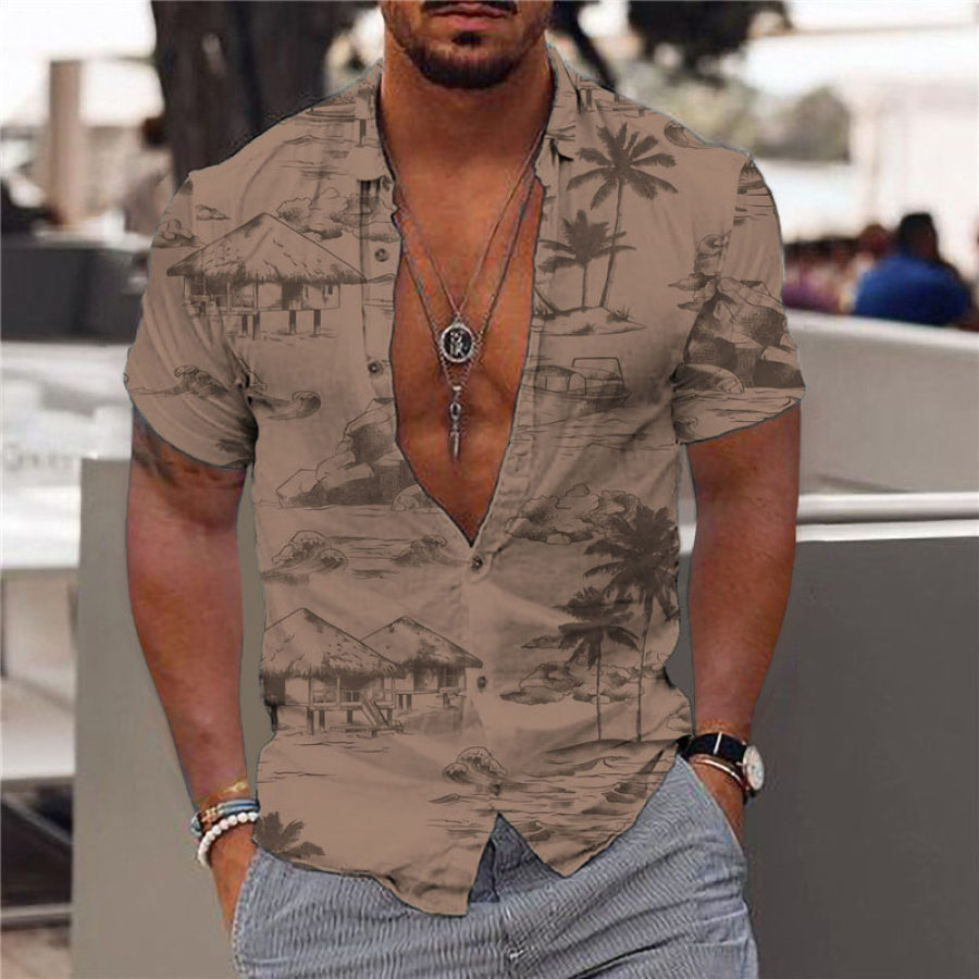 

Men's Hawaiian Coconut Beach Casual Short Sleeve Shirt