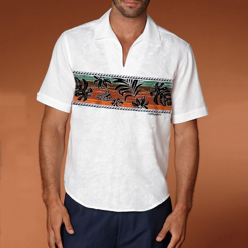 Men's Hawaiian Printed Polo Chic Shirt