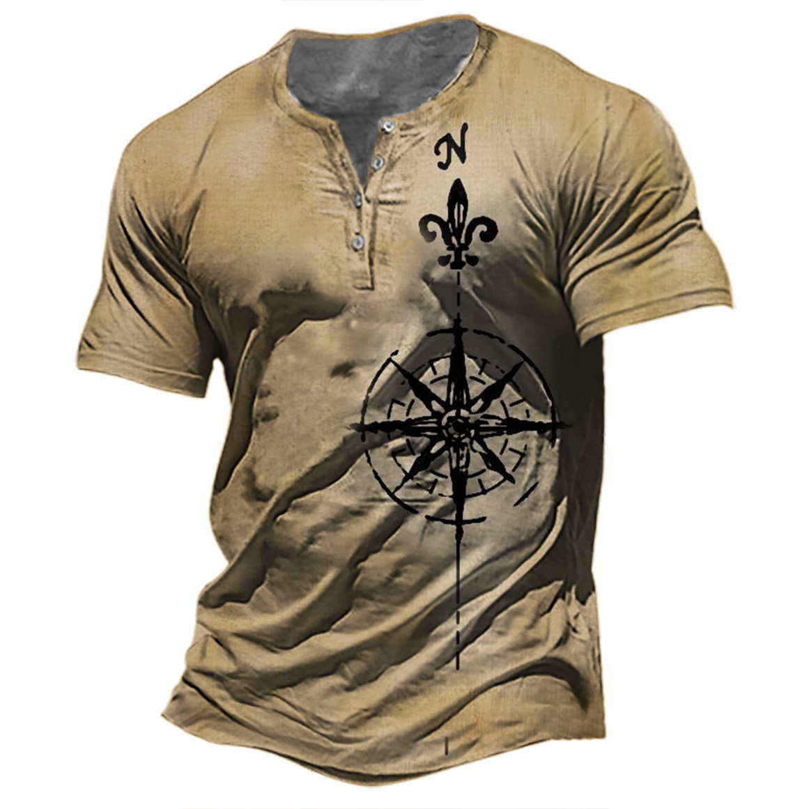 Men's Vintage Compass Henley Chic T-shirt