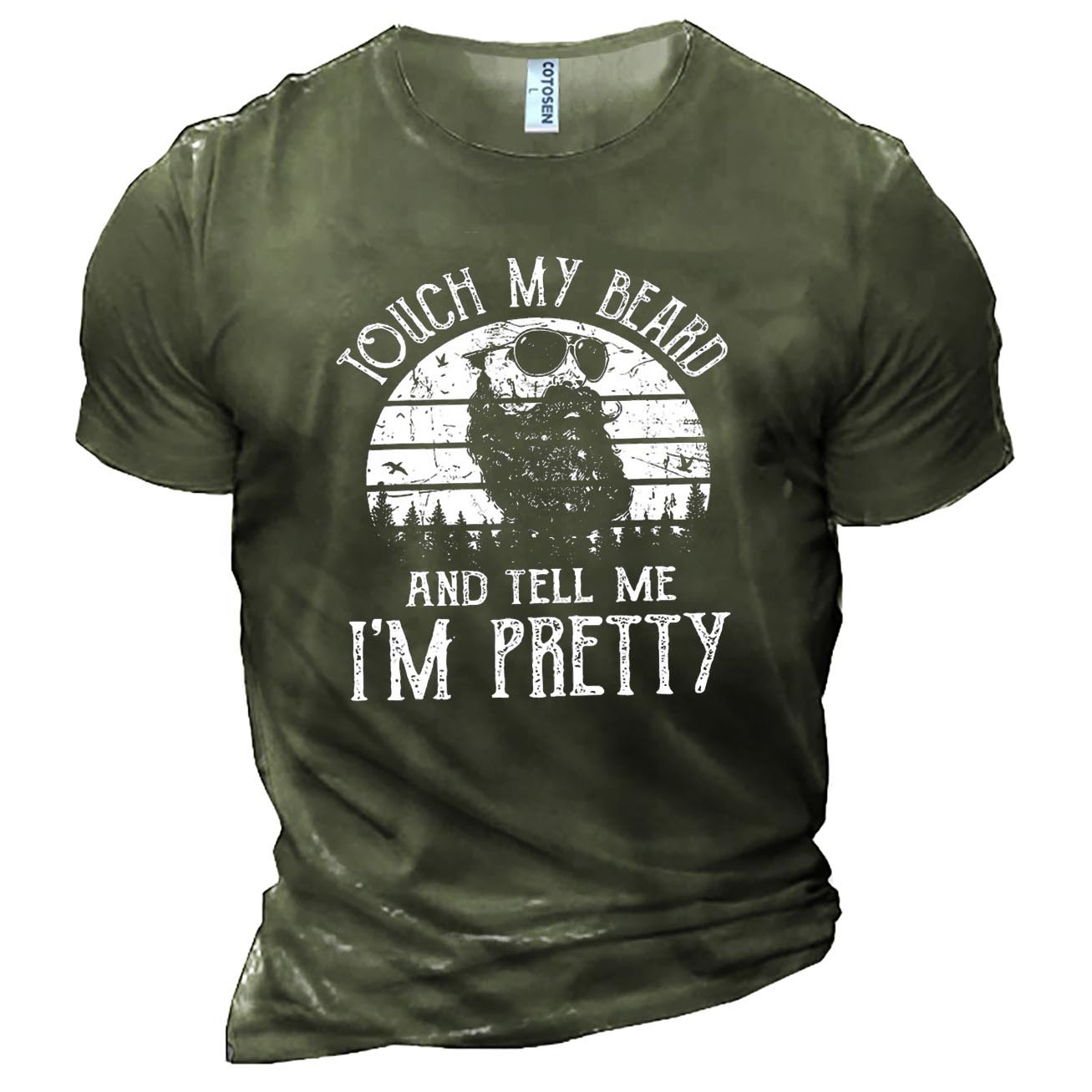 Men's Touch My Beard And Chic Tell Me I Am Pretty Cotton T-shirt