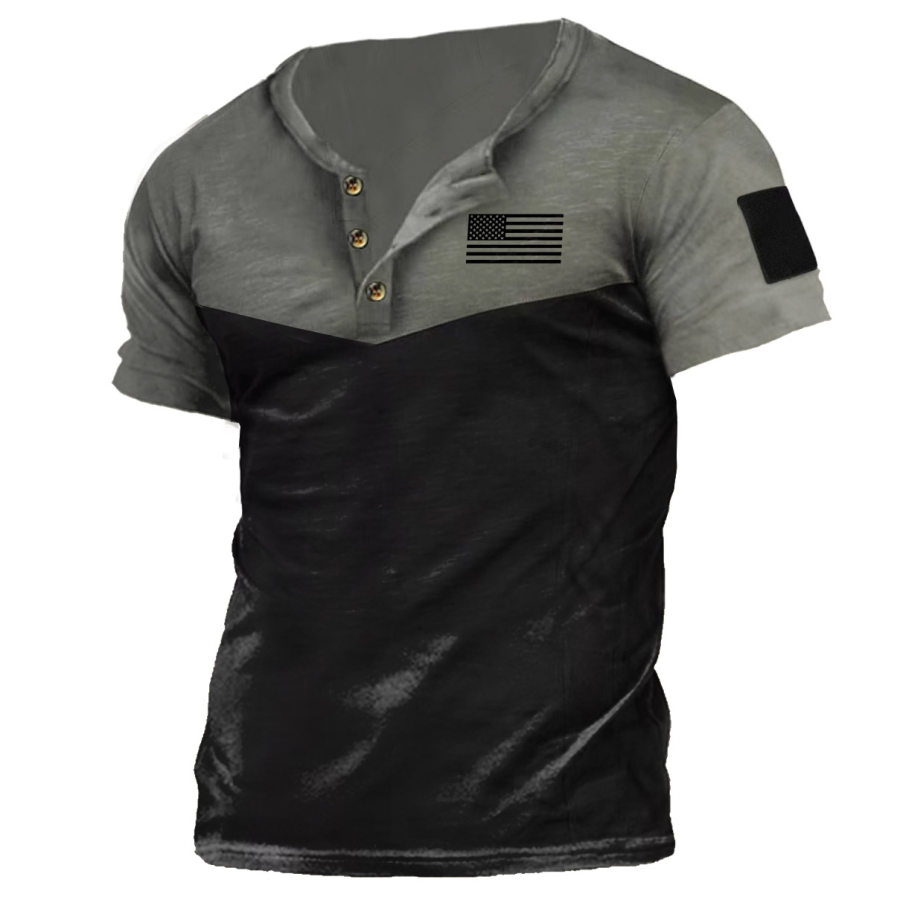 

Men's Outdoor Tactical American Flag Henley T-Shirt