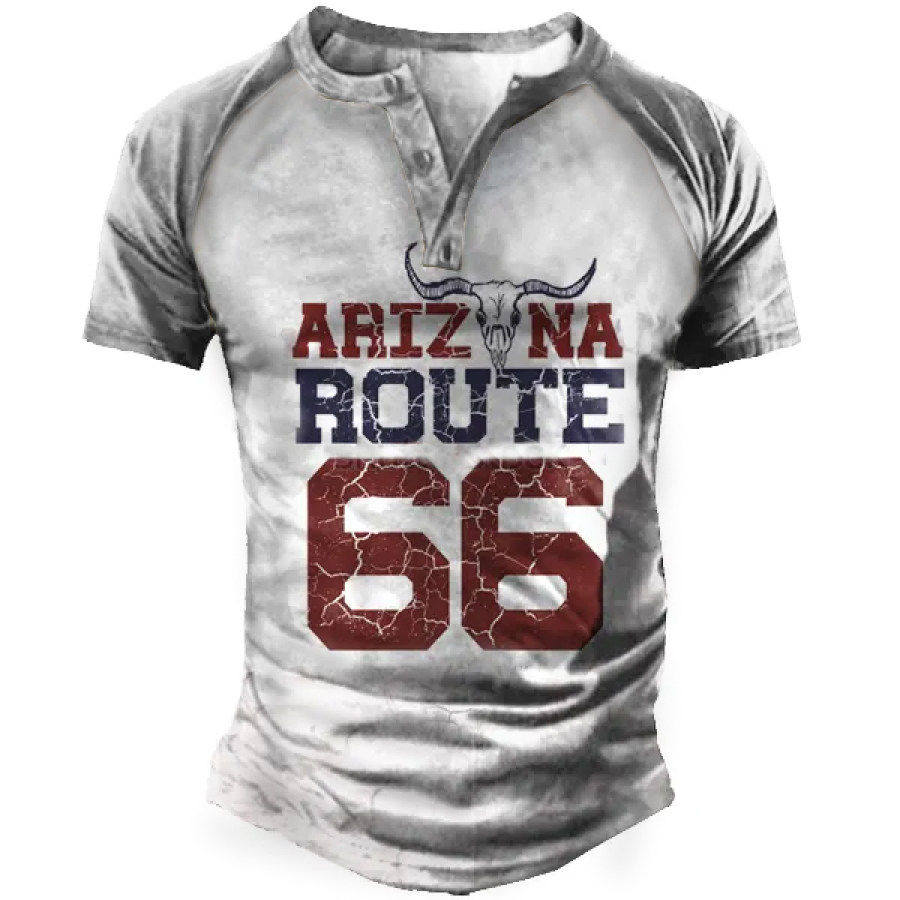 

Men's Vintage Arizona Route 66 Henley T-Shirt