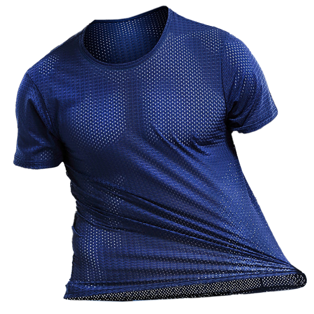 Men's Mesh Breathable Quick-drying Chic V-neck Sports T-shirt