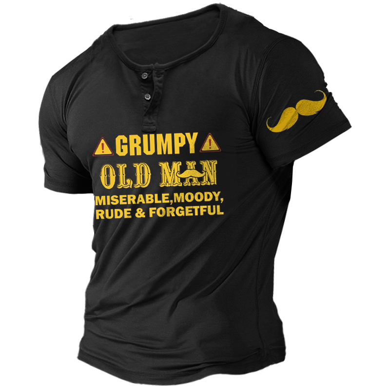 Men's Retro Grumpy Old Chic Man Graphic Print T-shirt