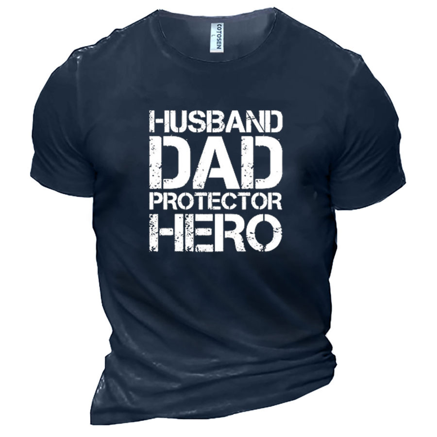 

Men's Husband Dad Protector Hero Cotton T-Shirt