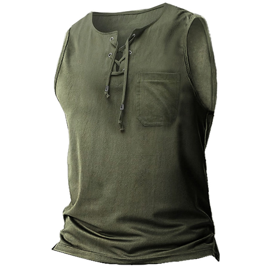 

Men's Outdoor Tactical Pocket Lace-Up Tank Top