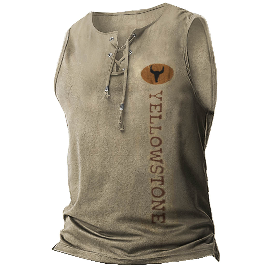 Men's Vintage Yellowstone Lace-up Chic Tank Top