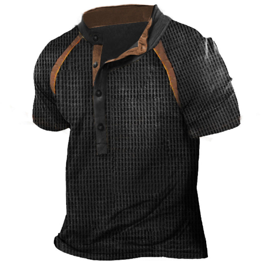 

Camiseta Masculina Com Gola Alta Waffle Henley Para Atividades Ao Ar Livre