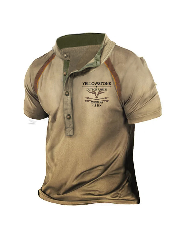 Plus Size Men's Vintage Western Yellowstone Heney Short Sleeve T-Shirt