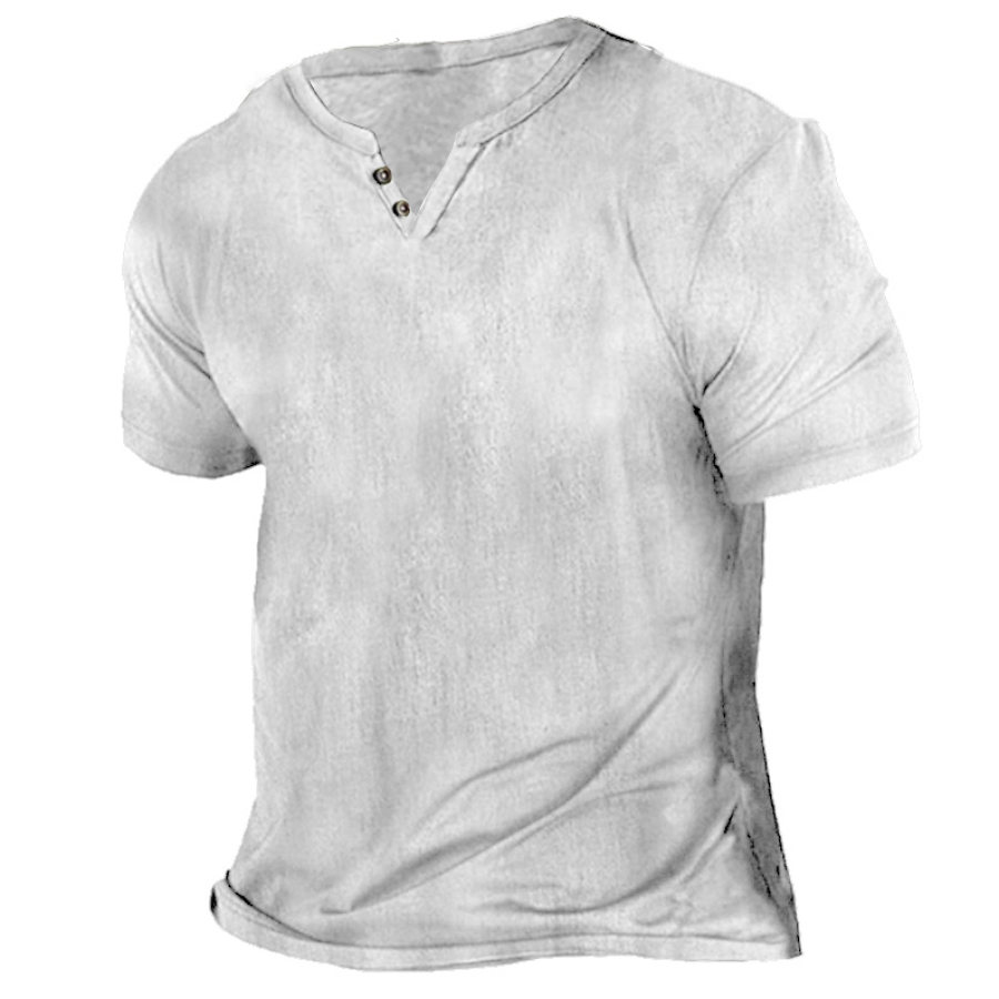 

T-shirt Da Uomo A Maniche Corte In Cotone E Lino Casual Da Spiaggia