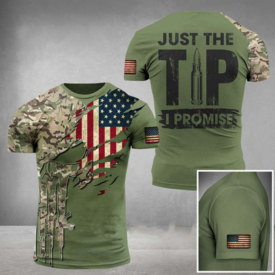 

Men's Outdoor Just The Tip American Flag Print Cotton T-shirt
