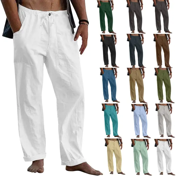 Men's Outdoor Cotton Linen Casual Pants - Kalesafe.com 