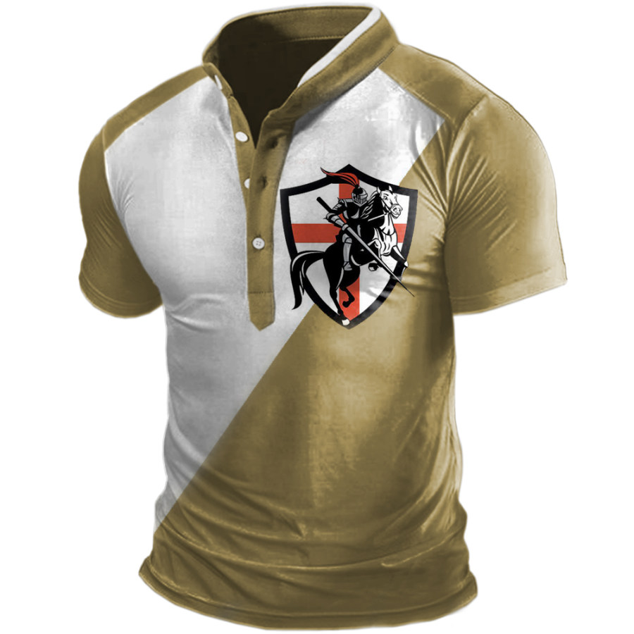 

Men's Vintage Templar Cross Print Contrast T-Shirt
