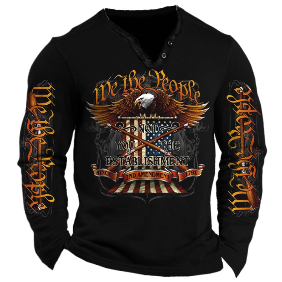 

We The People Men's Vintage American Flag V-Neck T-Shirt