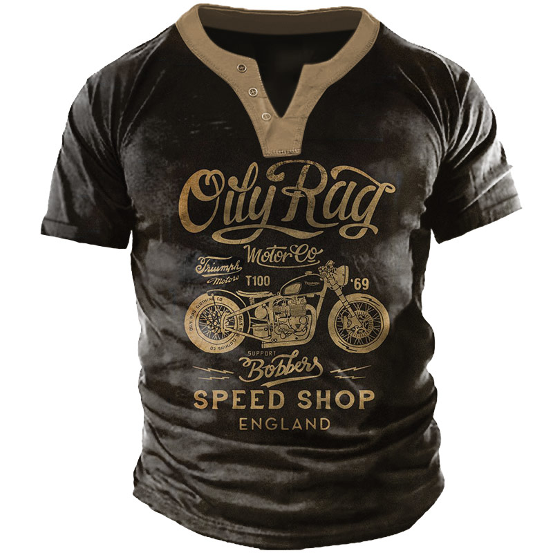 Men's Vintage Motorcycle Print Chic T-shirt