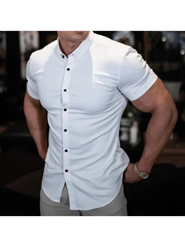 Men's Muscle Slim Stretch Long Sleeve Casual Shirt - Spiretime.com 