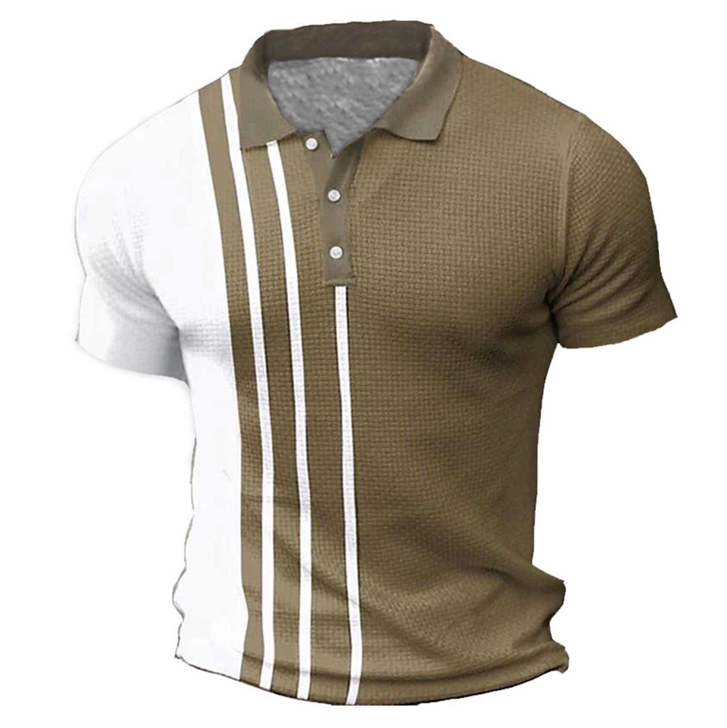 Men's Stripe Colorblock Polo Chic T-shirt