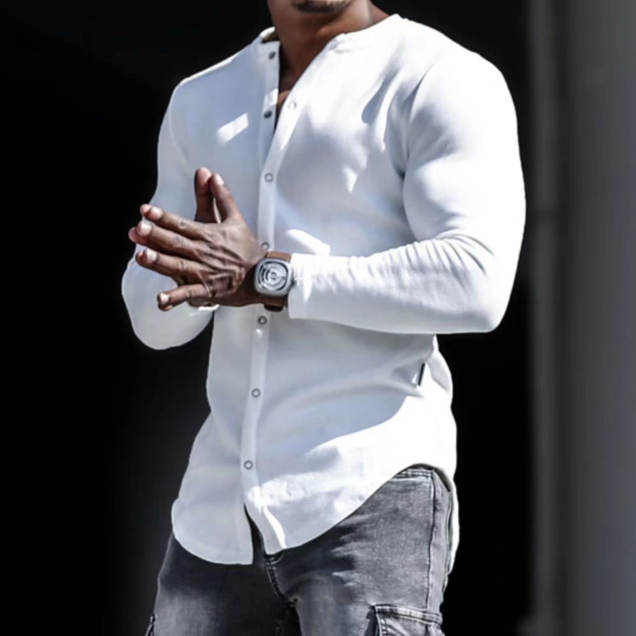 Men's Outdoor Stand Collar Chic Long Sleeve Shirt