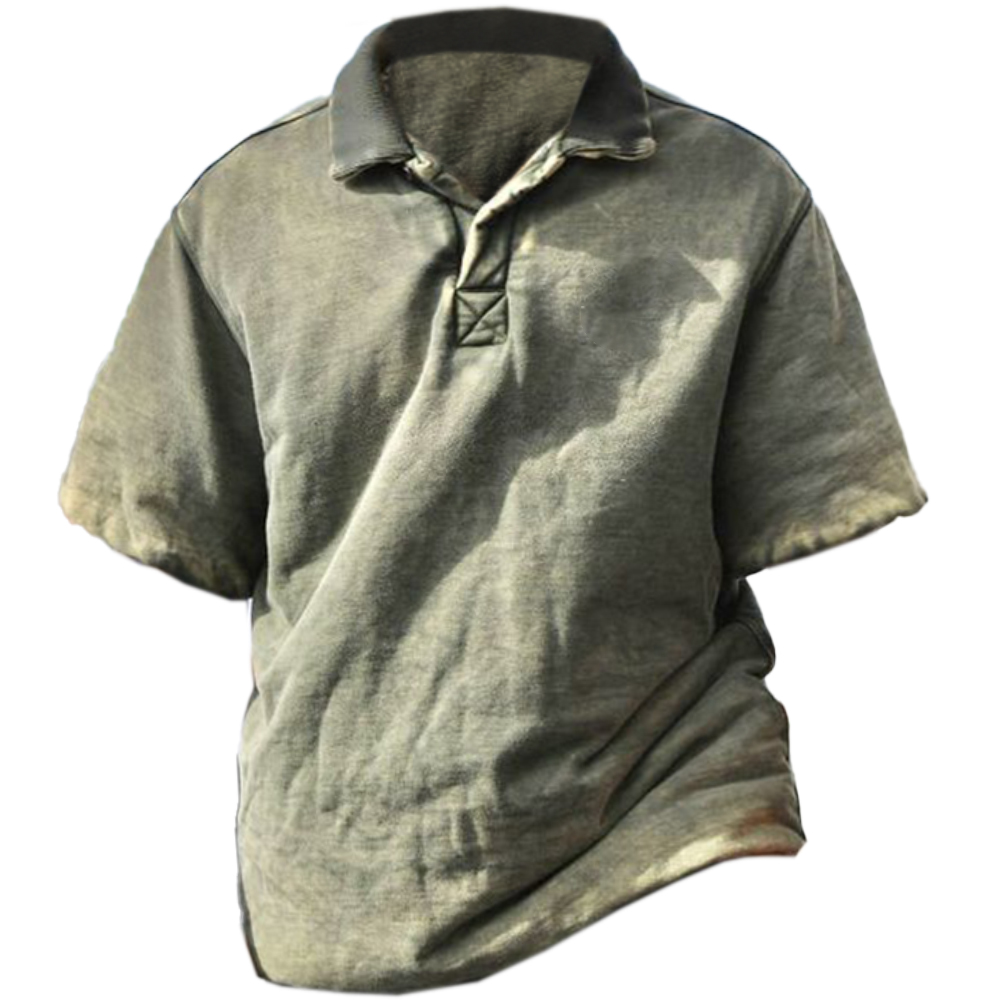 Men's Outdoor Retro Polo Neck Chic Loose Casual T-shirt