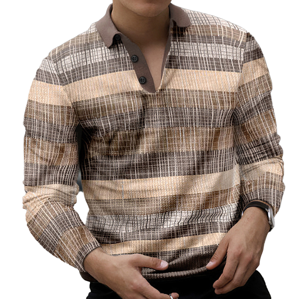 Men's Geometric Printed Casual Chic Lapel Polo Shirt