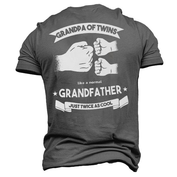 Men's Grandpa Of Twins Chic Baby Announcement Party Twin Grandfather T-shirt