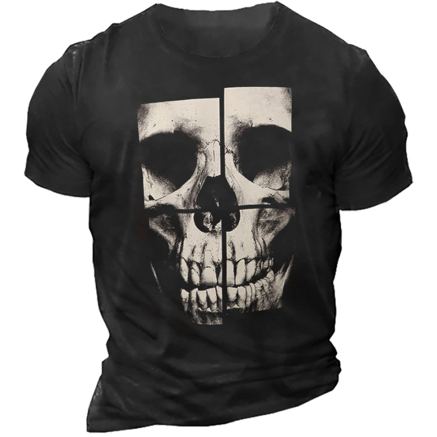 

Camiseta Masculina Vintage Com Estampa De Caveira Gola Redonda