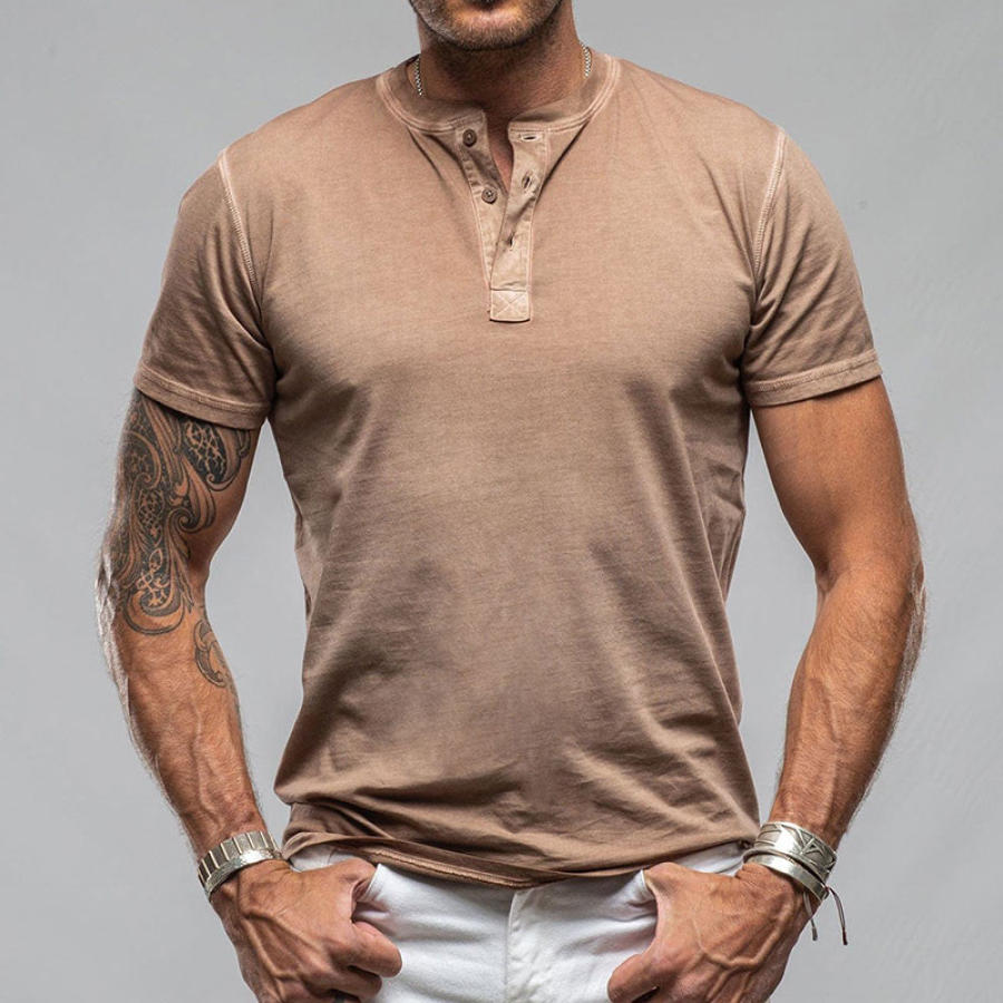 

Men's Vintage Casual Henley T-Shirt