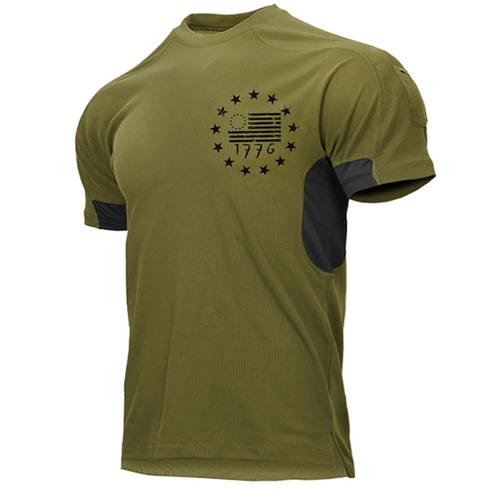 Men 1776 American Flag Chic Crossover Versatile Tactical Raglan T-shirt