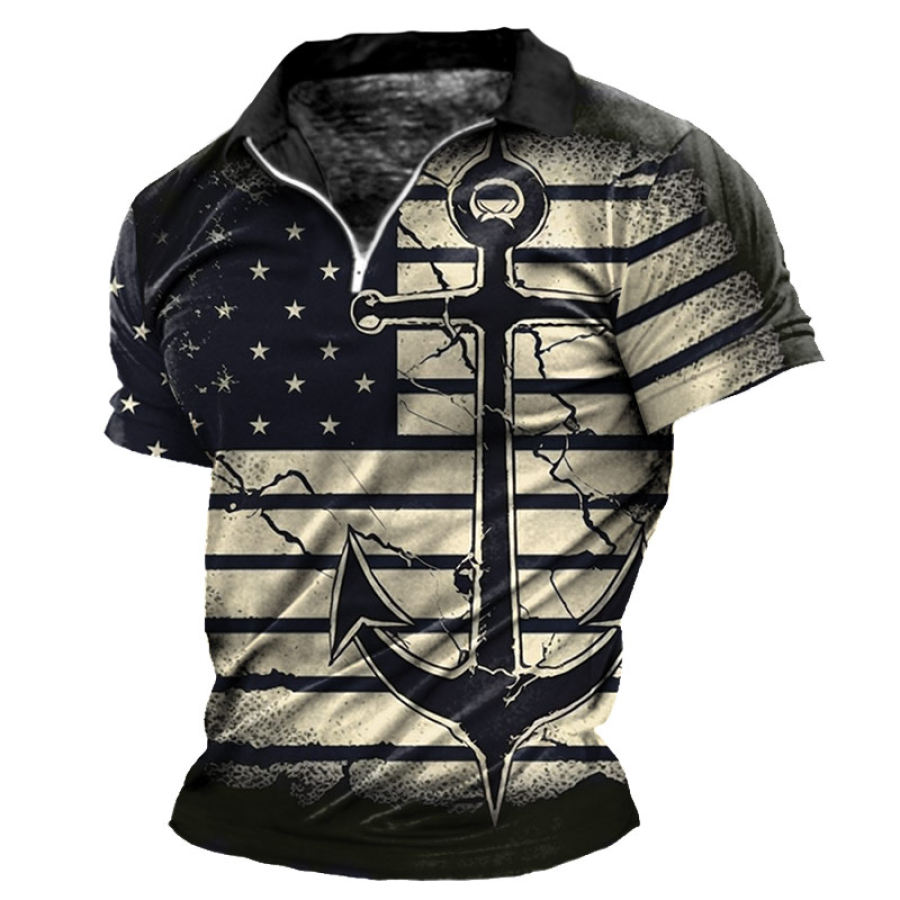 

Men's Outdoor American Flag Anchor Quarter Zip T-Shirt