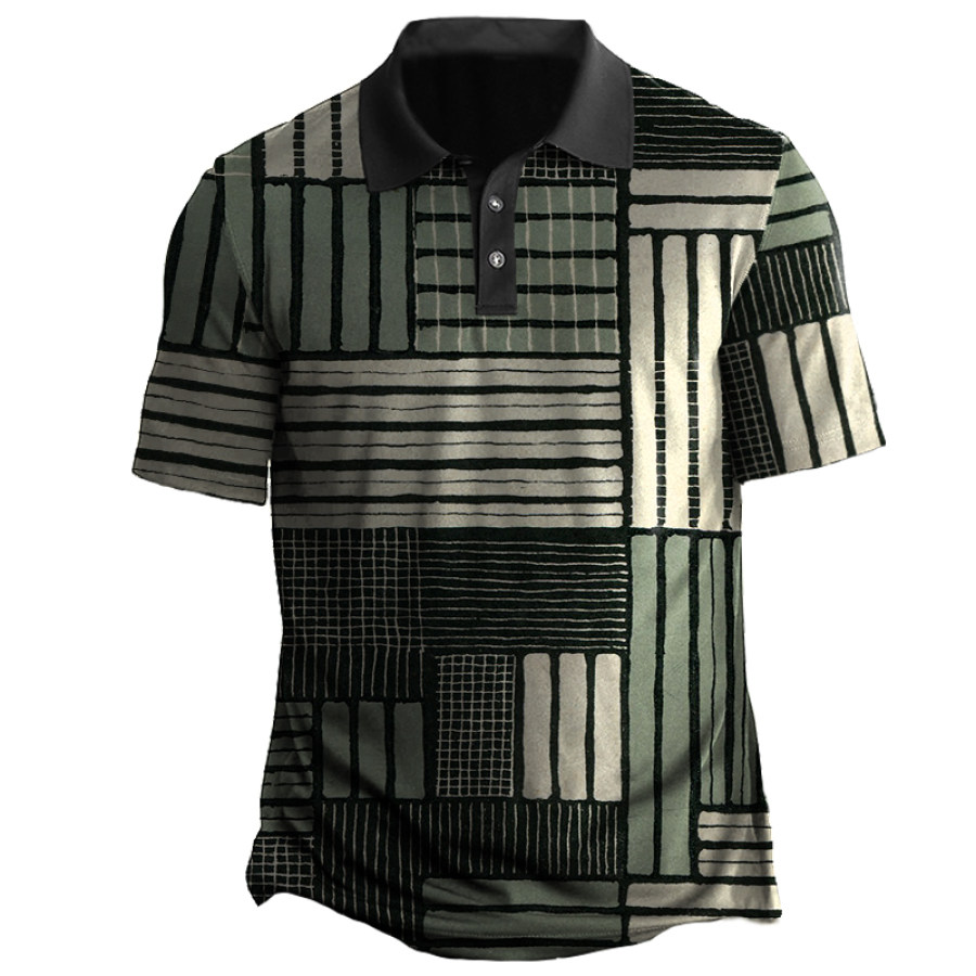 

Men's Outdoor Sports And Leisure Geometric Stitching Printed Short-sleeved T-shirt