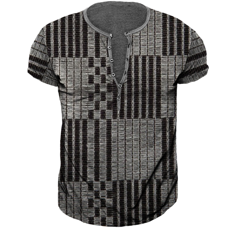 Men's Outdoor Sports And Chic Leisure Geometric Stitching Printed Short-sleeved T-shirt