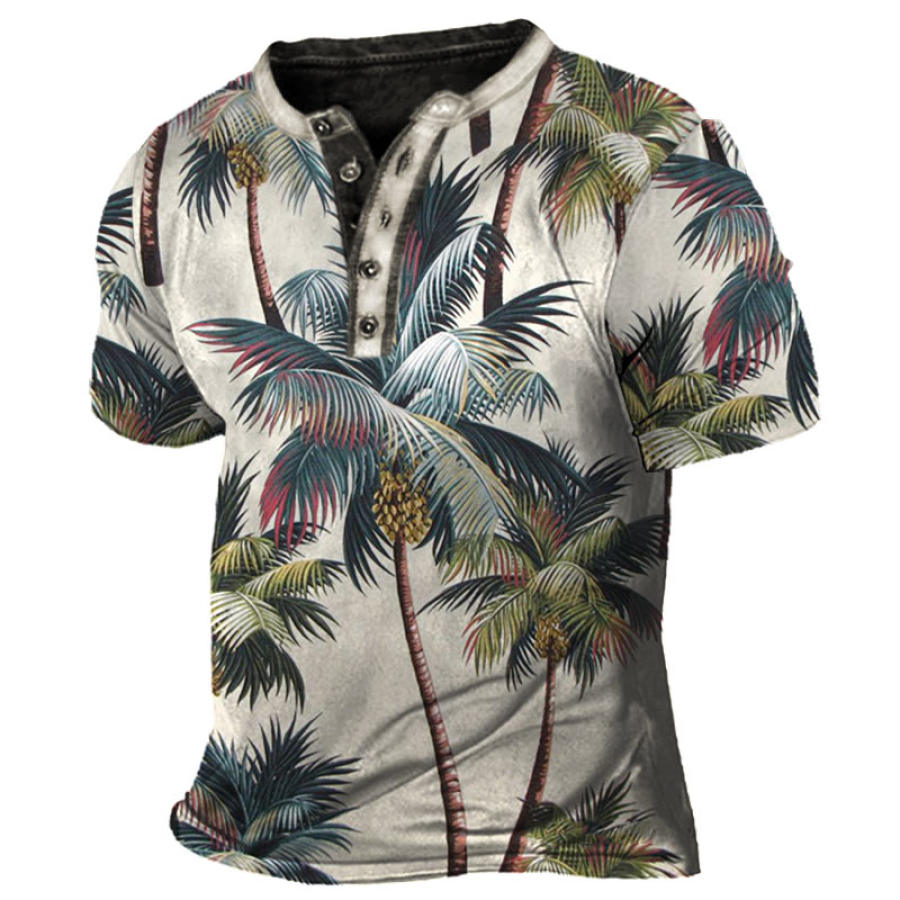 

Men's Vintage Coconut Vacation Henley T-Shirt