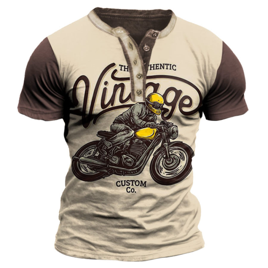 

Men's Vintage Motorcycle Racing Henley T-Shirt