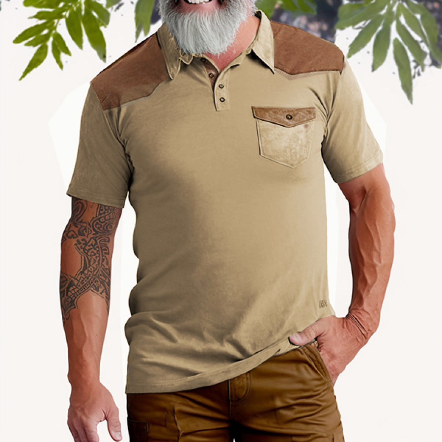 

Men's Outdoor Retro Color Matching Tactical Polo Shirt