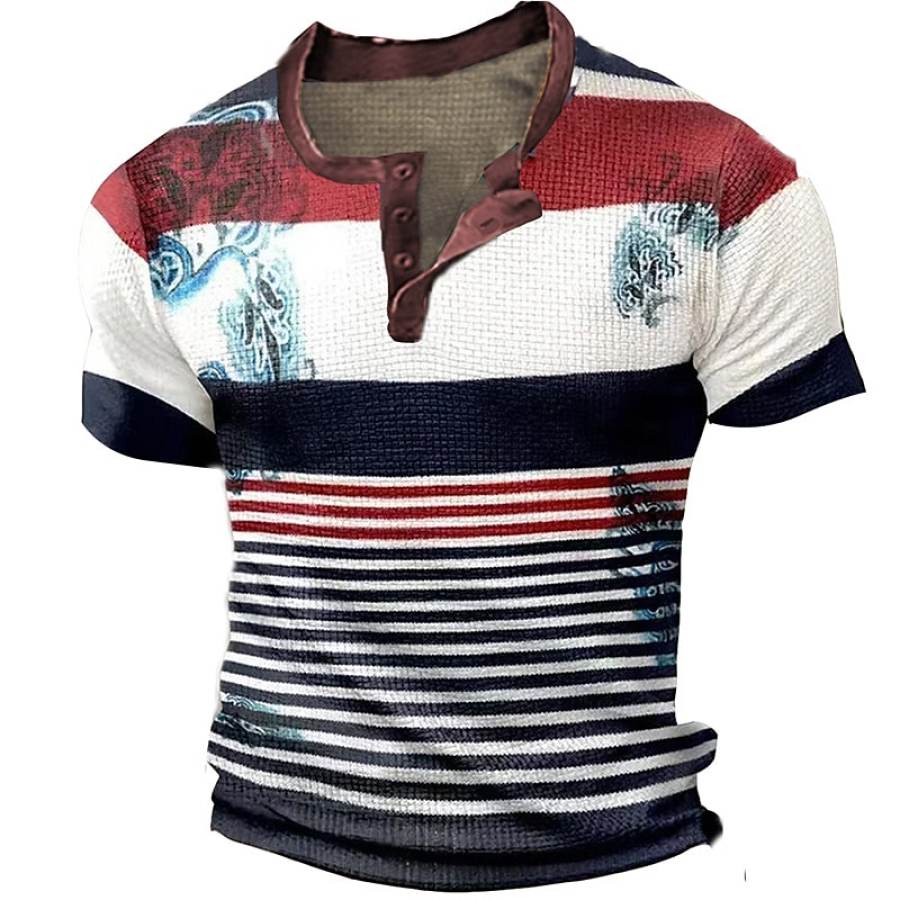 

Men's Outdoor Classic Stripe Waffle Henley Short Sleeve Tee