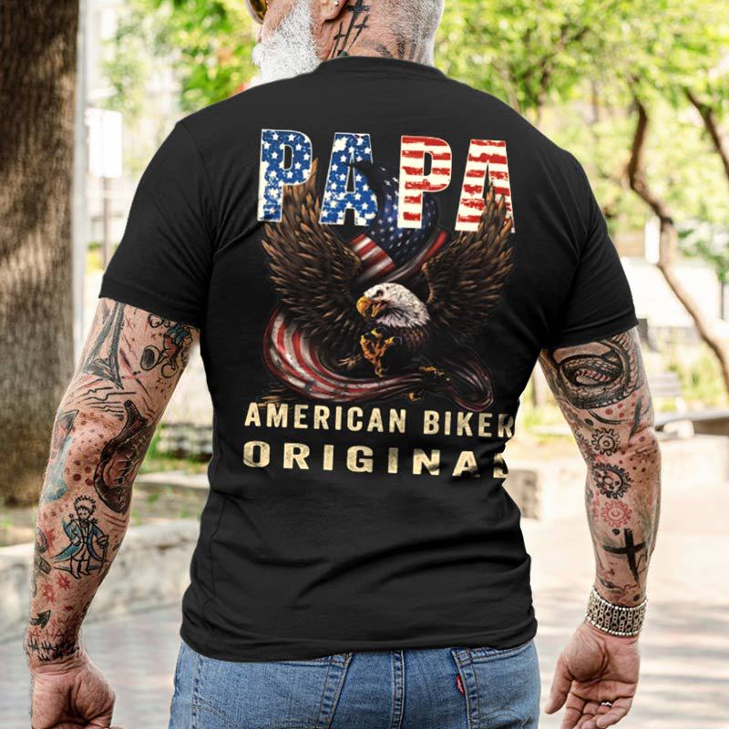 Papa American Biker Original Chic Classic Men's Cotton T-shirt