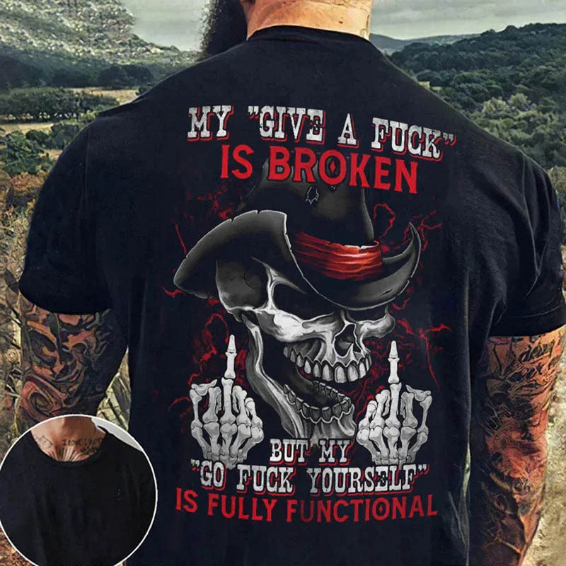 Men's My Give Is Chic Broken Skull Cotton T-shirt