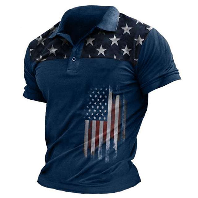 Men's Vintage American Flag Chic Polo Shirt