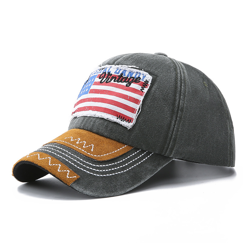 Men's Vintage American Flag Chic Wash Sun Hat