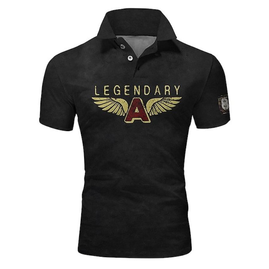 

Men's Retro Motorcycle Print Polo Shirt