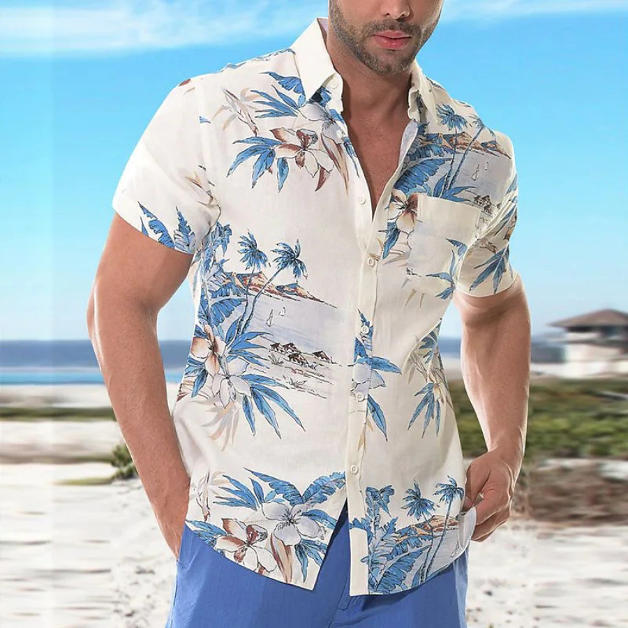 

Men's Summer Coco Print Beach Vacation Short Sleeve Shirt