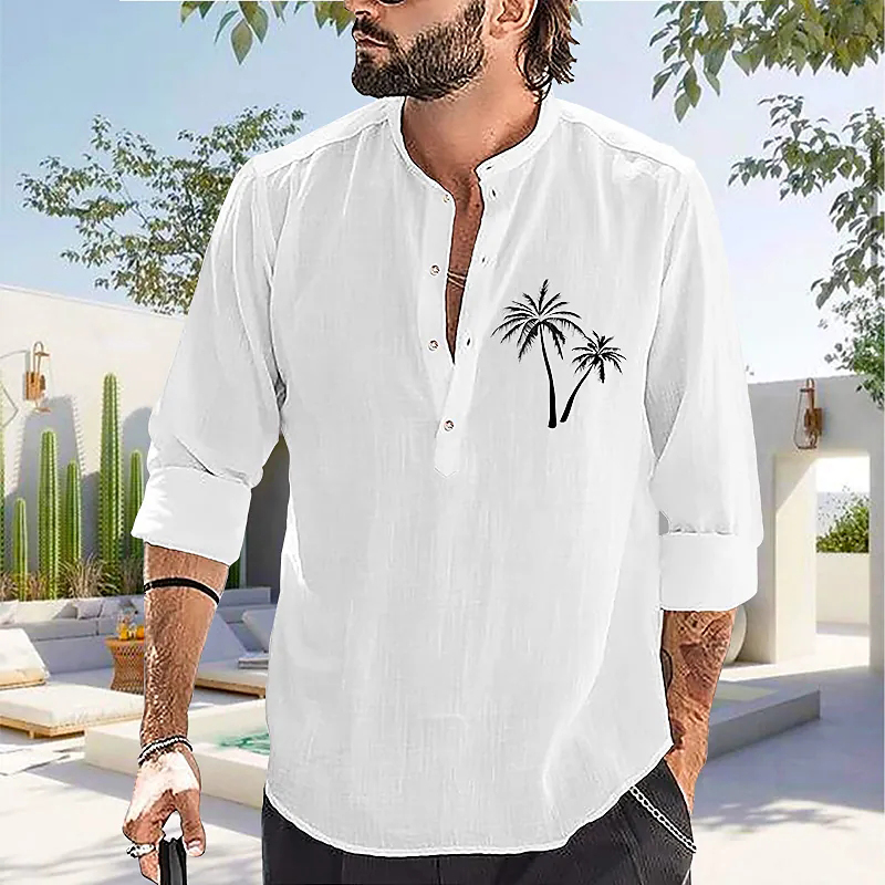 Men's Summer Coco Print Chic Beach Vacation Short Sleeve Shirt